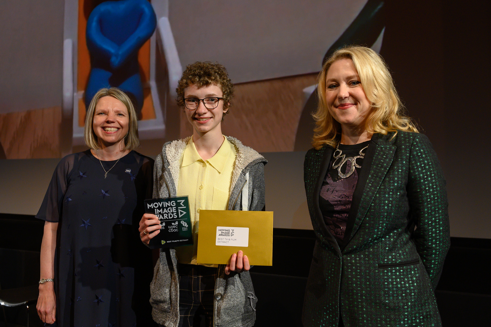 Nia Greenwood winning Best TV/Film Extract at the BFI/WJEC Moving Image Awards