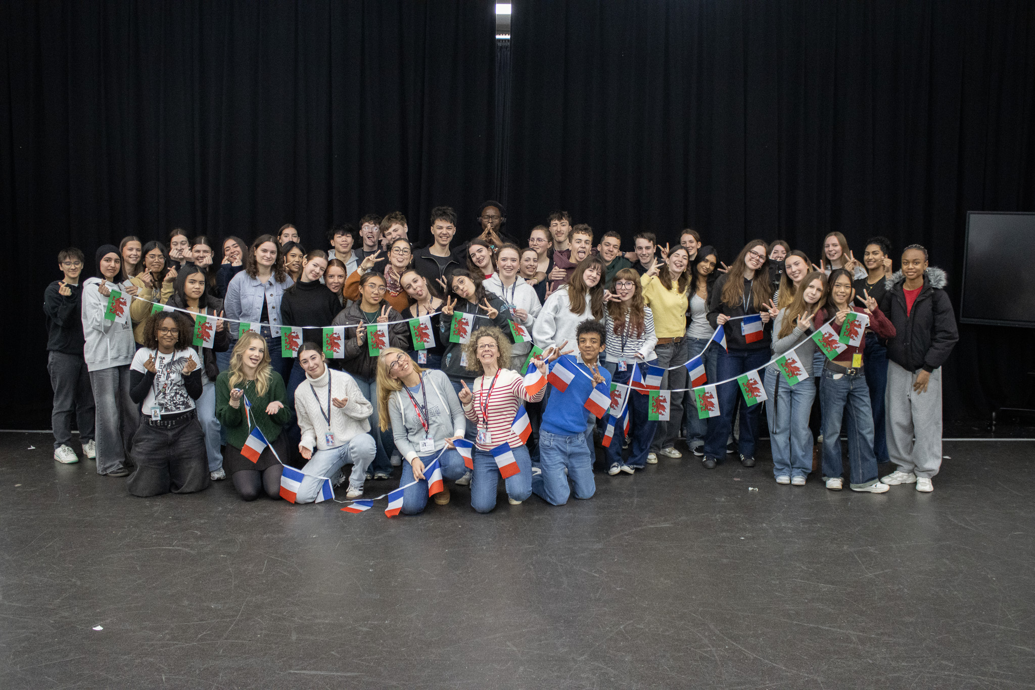 French and Welsh students posing