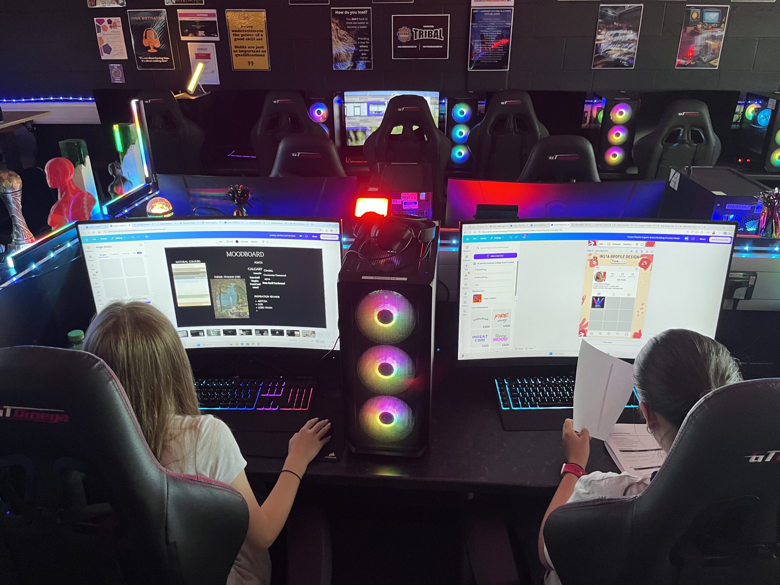 Students learning about branding on a PC for Skills Week